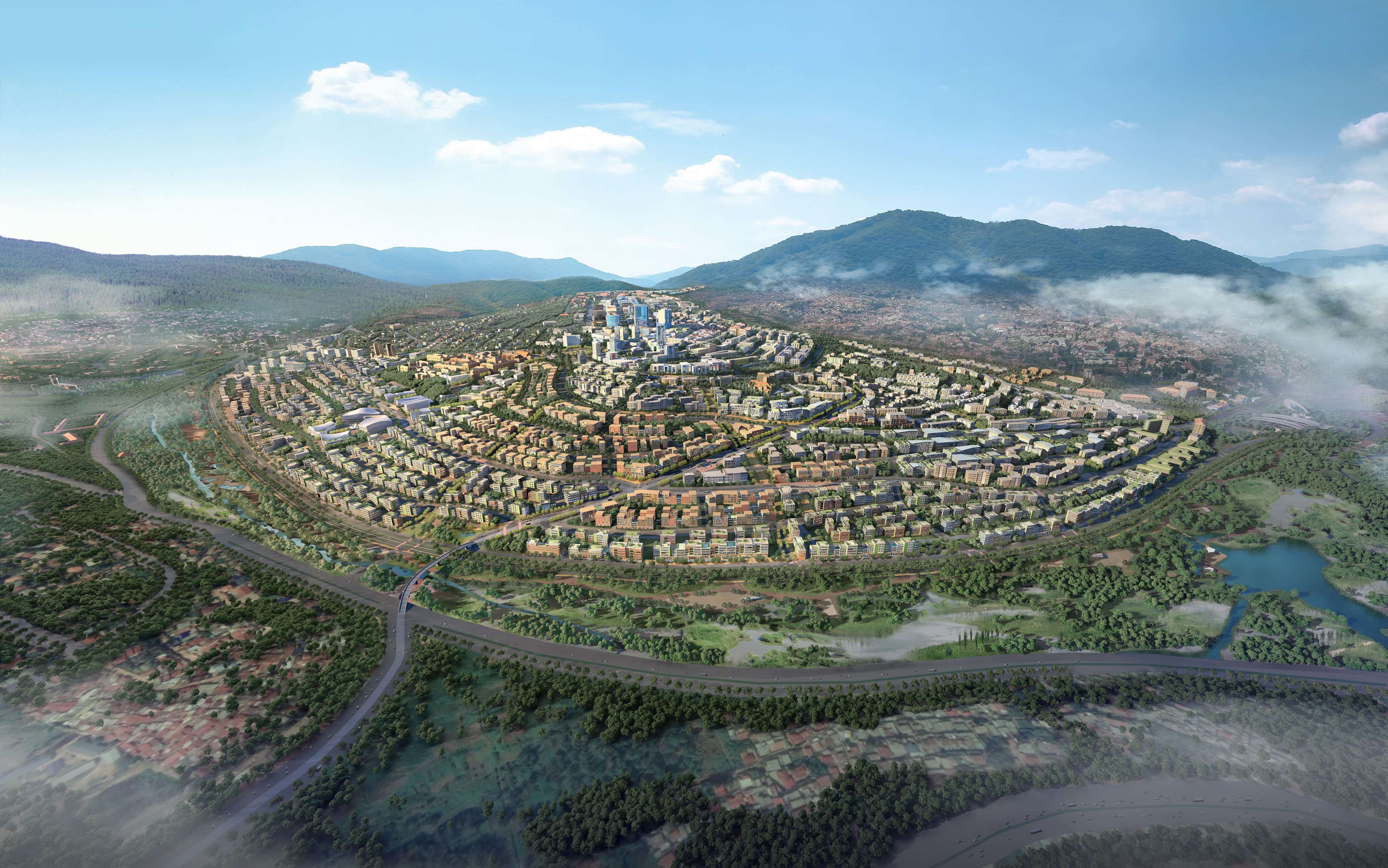 Aerial view of Kigali master plan