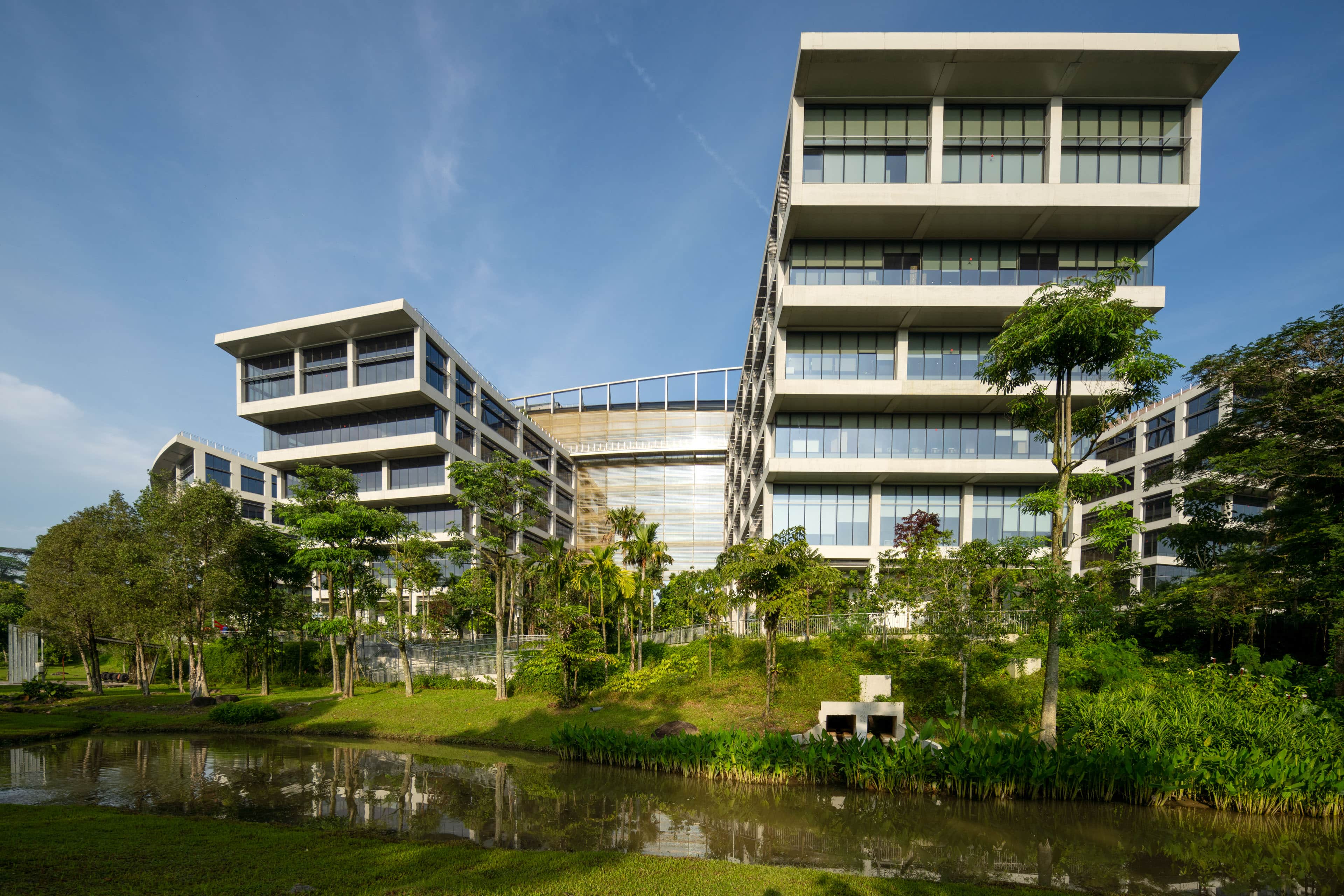 SJ office external on a lake