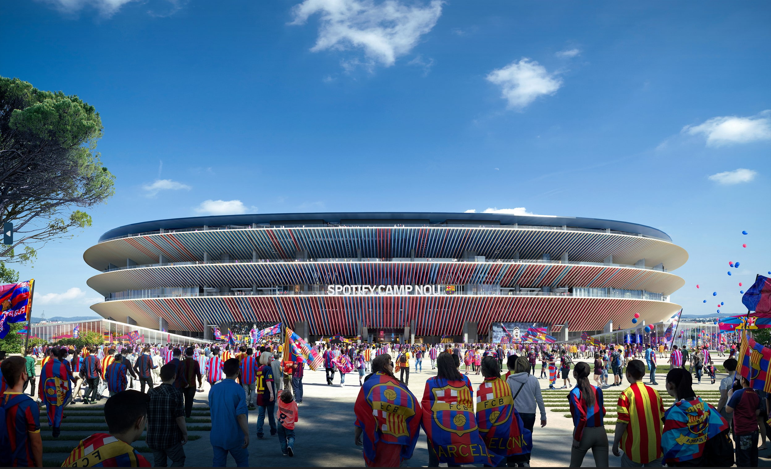 Fans approaching Camp Nou in Barcelona