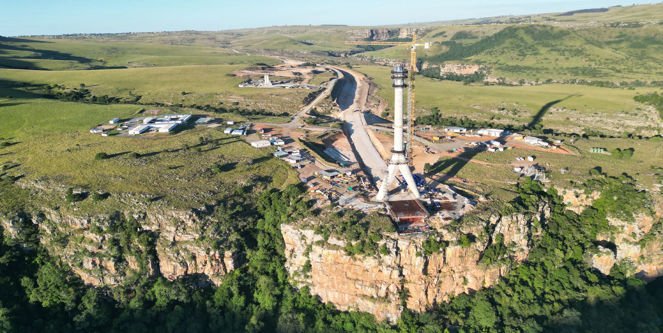 Aerial view of bridge construction