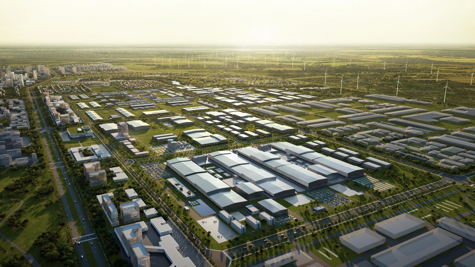 Aerial view of industrial park