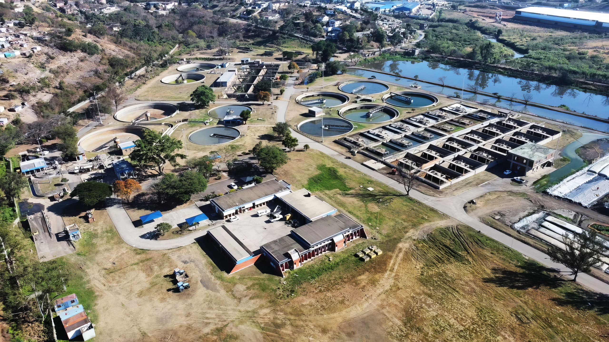Aerial of wastewater treatment works